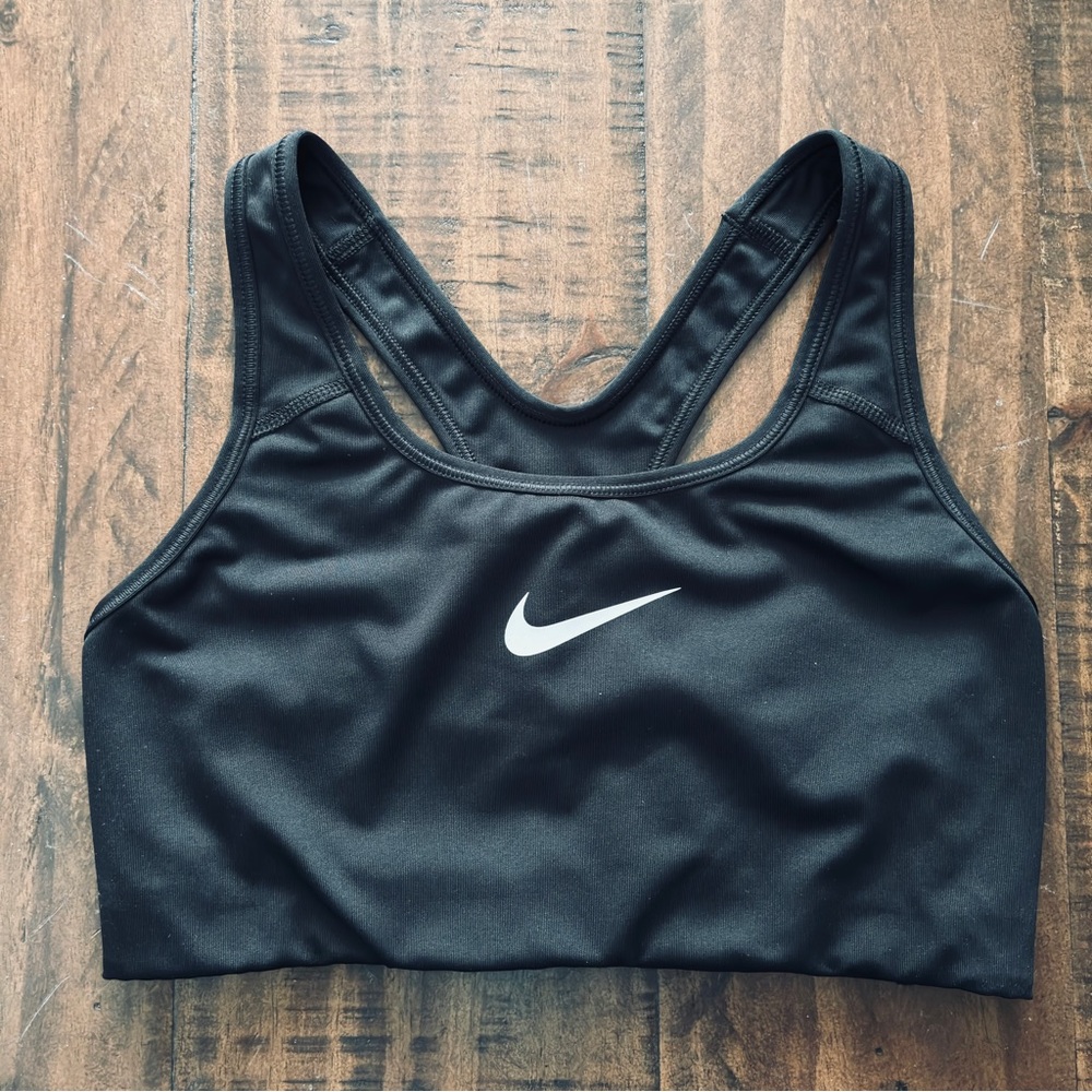 Nike Sports Bra Black White Logo Size M - Picture 1 of 5